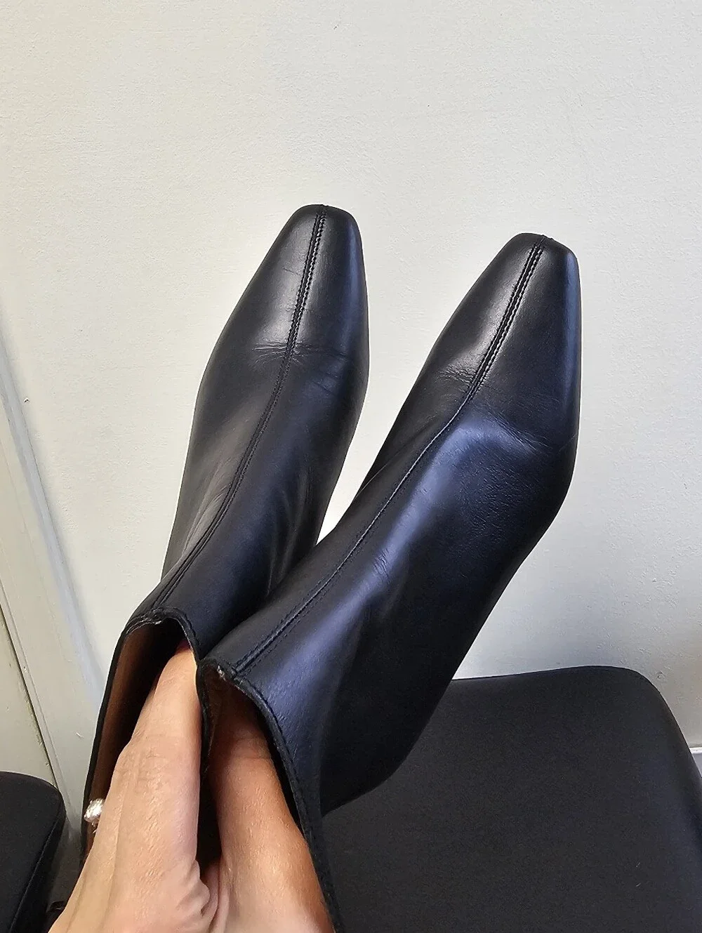 New Madewell The Dimes Stiletto-Heel Ankle Boot Black Size 7